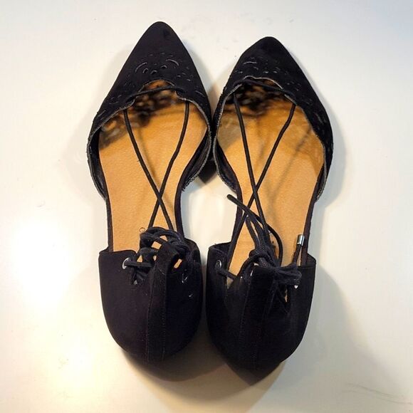 CHRISTIAN SIRIANO SUEDE LACE UP CUT OUT POINTED TOE FLAT SHOE - Picture 15 of 16